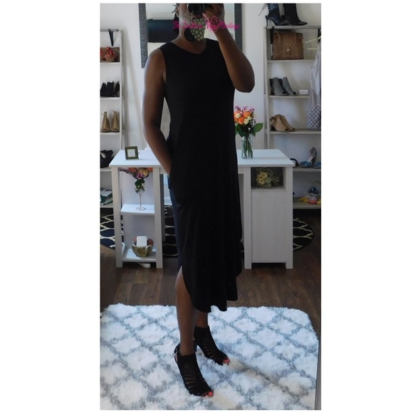 New! Black Maxi Round Hem Tank Dress - Picture 3 of 6